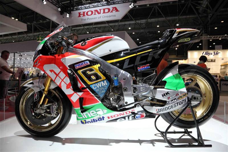 LEIPZIG, GERMANY - JUNE 1: Honda Racing Motorcycle at the AMI - Auto Mobile International Trade Fair on June 1st, 2014 in Leipzig, Saxony, Germany, stock photo