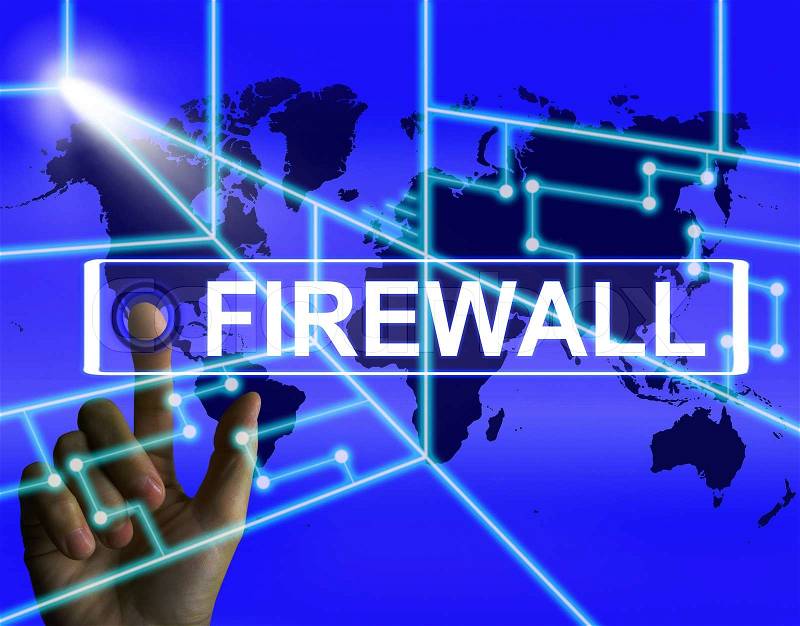 Firewall Screen Referring to Internet Safety Security and Protection, stock photo