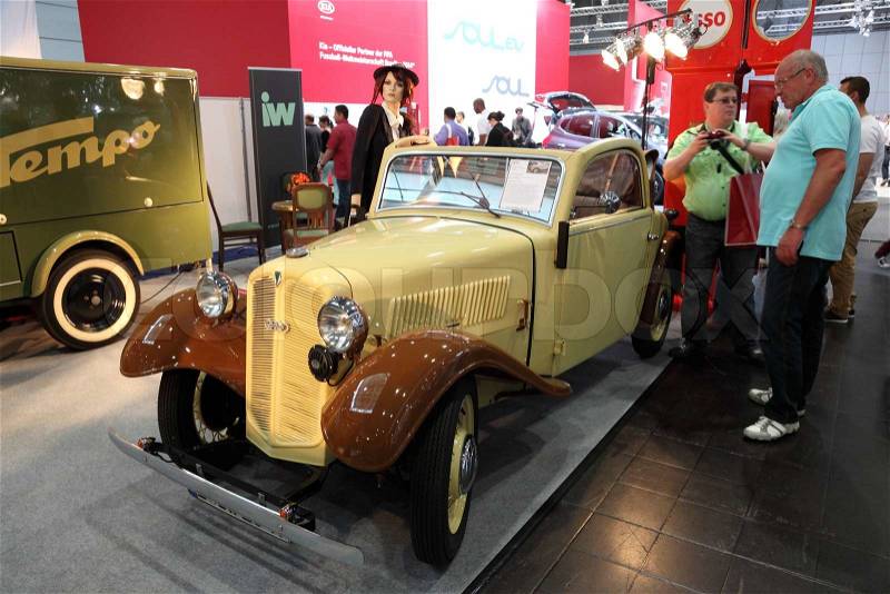 Restored Auto Union Car at the AMI - Auto Mobile International Trade Fair on June 1st, 2014 in Leipzig, Saxony, Germany, stock photo