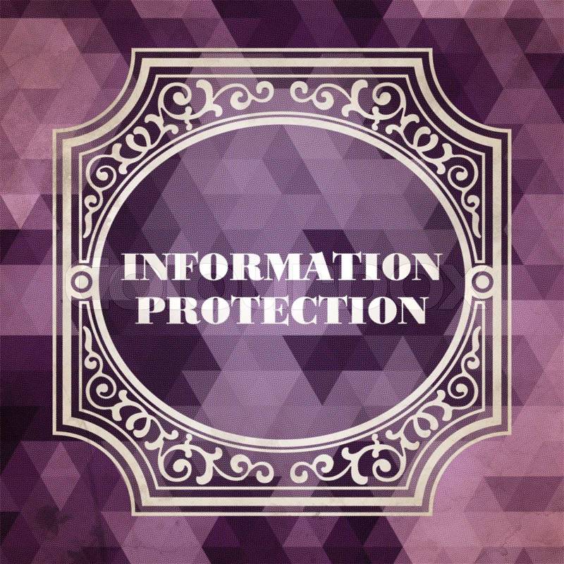 Information Protection Concept. Vintage design. Purple Background made of Triangles, stock photo