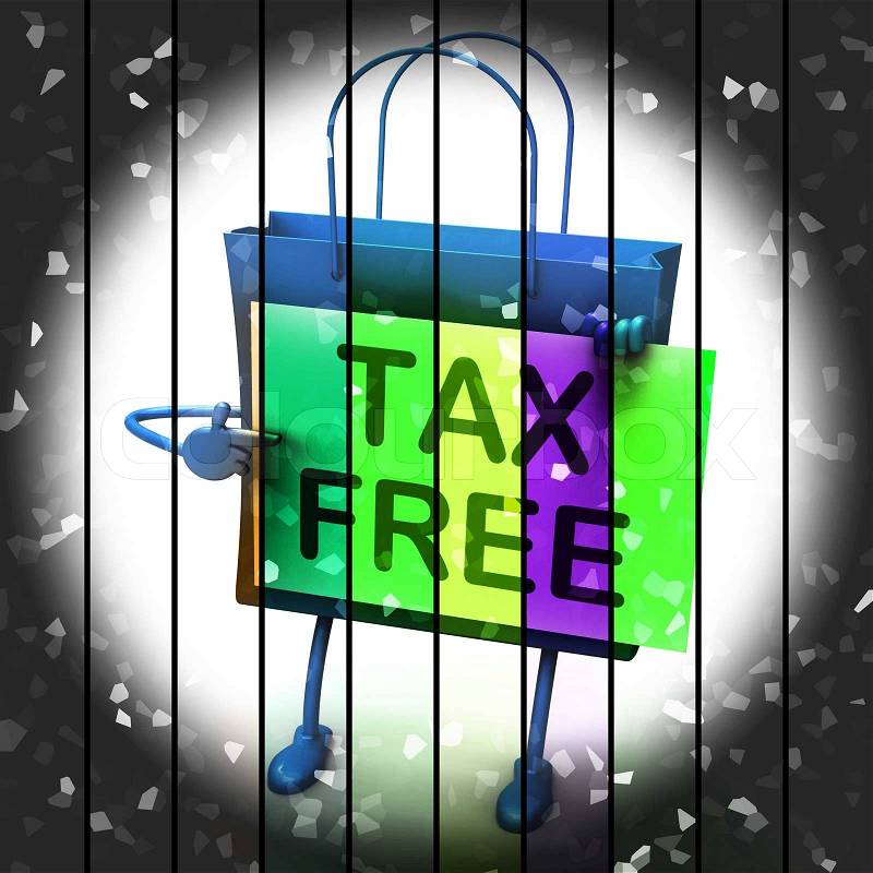 Tax Free Shopping Bag Represents Duty Exempt Discounts, stock photo