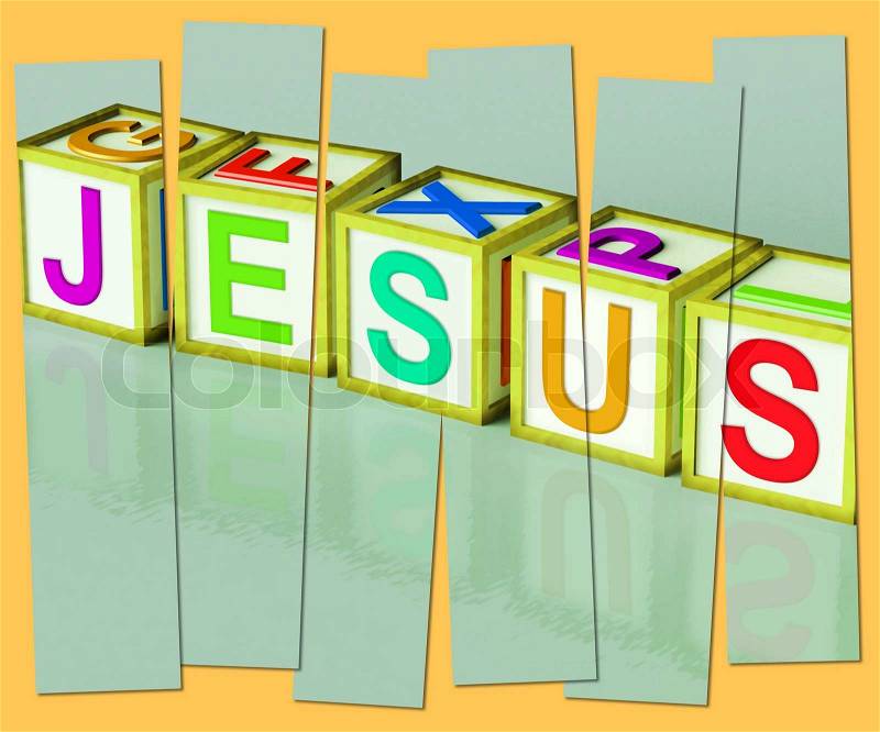 Jesus Word Showing Son Of God And Messiah, stock photo