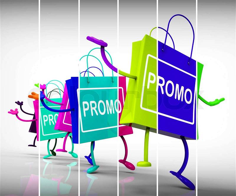 Promo Shopping Bags Representing Promotions, Specials, and Advertisements, stock photo