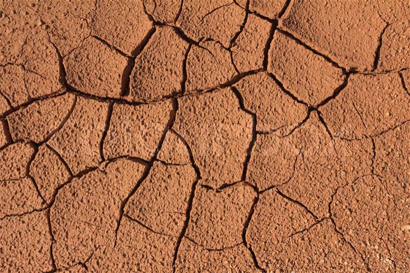 Texture of soil break caused by heat from sun for background, stock photo