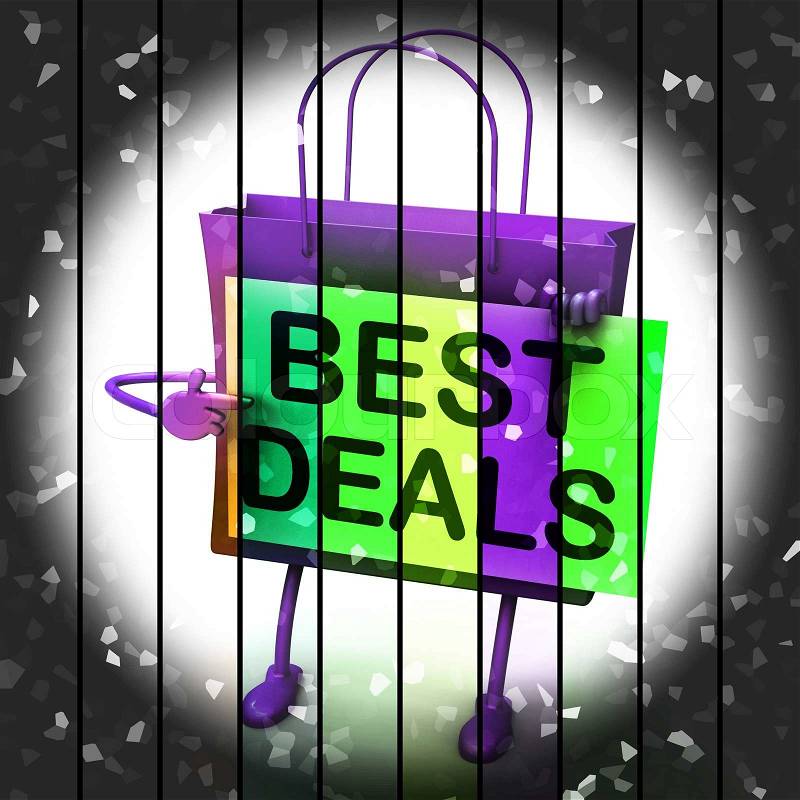 Best Deals Shopping Bag Representing Bargains and Discounts, stock photo