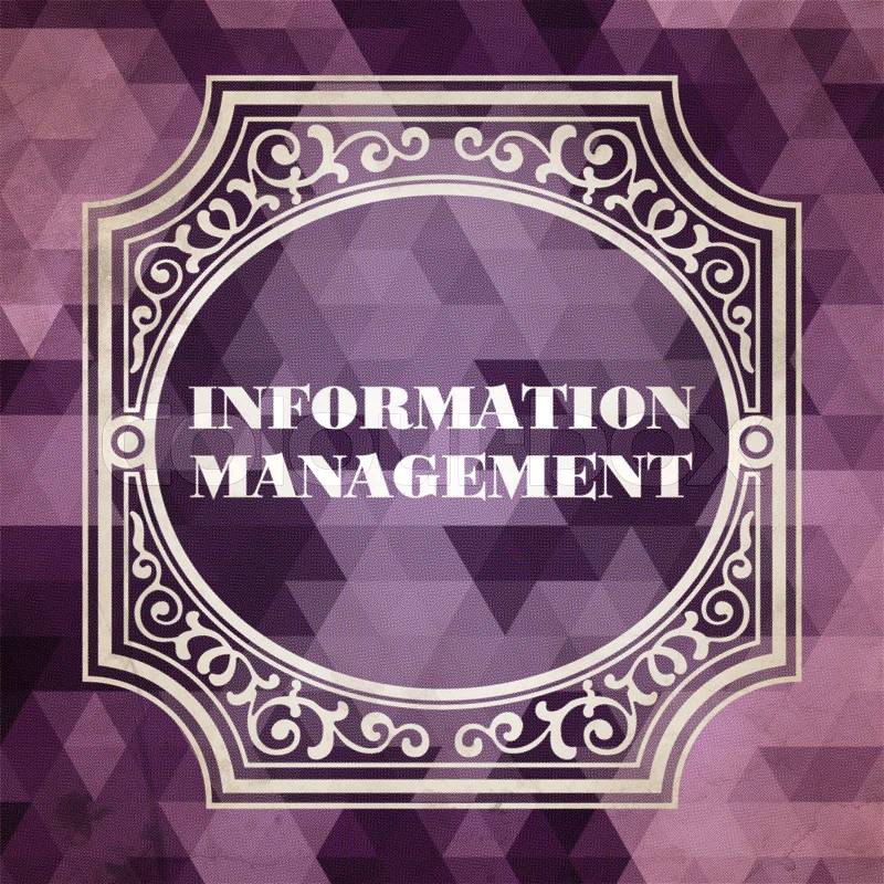 Information Management Concept. Vintage design. Purple Background made of Triangles, stock photo