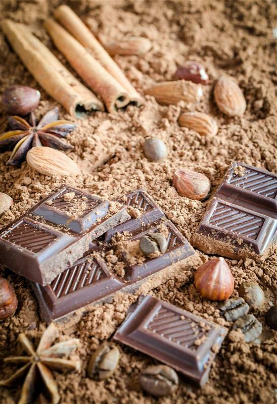Chocolate still life, stock photo