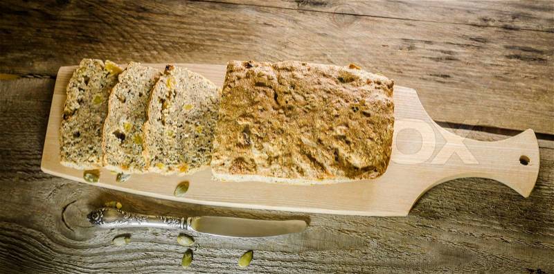 Irish bread with grains and raisins, stock photo