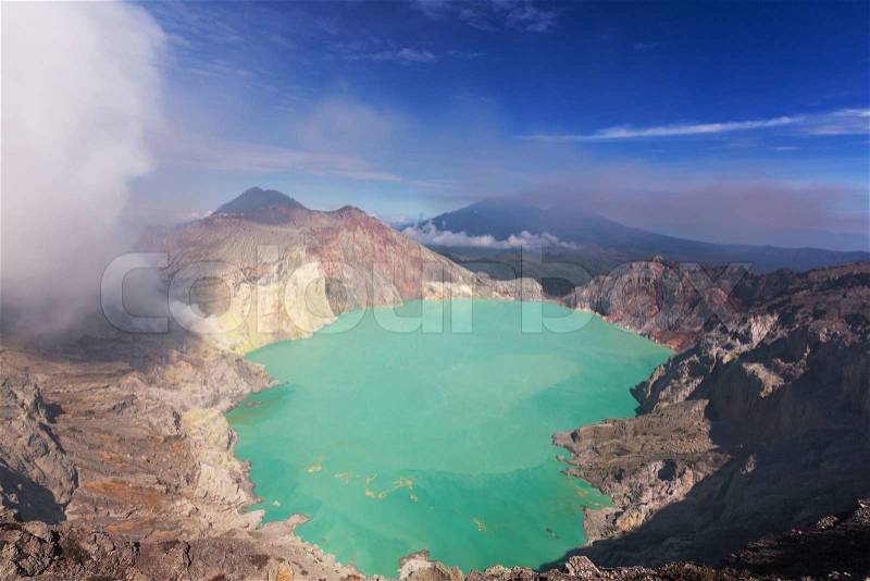 Lake in a crater Volcano Ijen, Java,Indonesia, stock photo