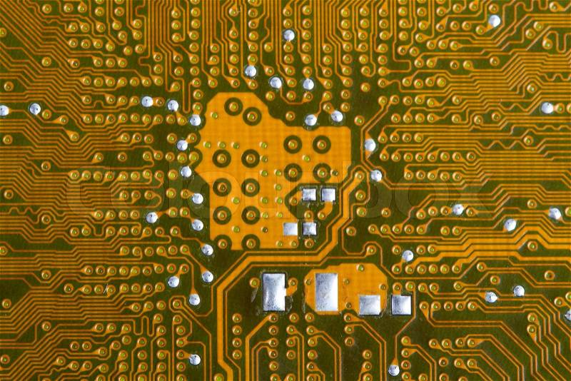 Mother board circuit Large type of a back part of the printed-circuit board, stock photo