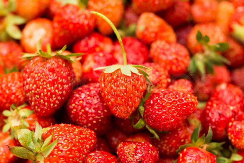 Fresh ripe perfect strawberry - Food Frame Background, stock photo