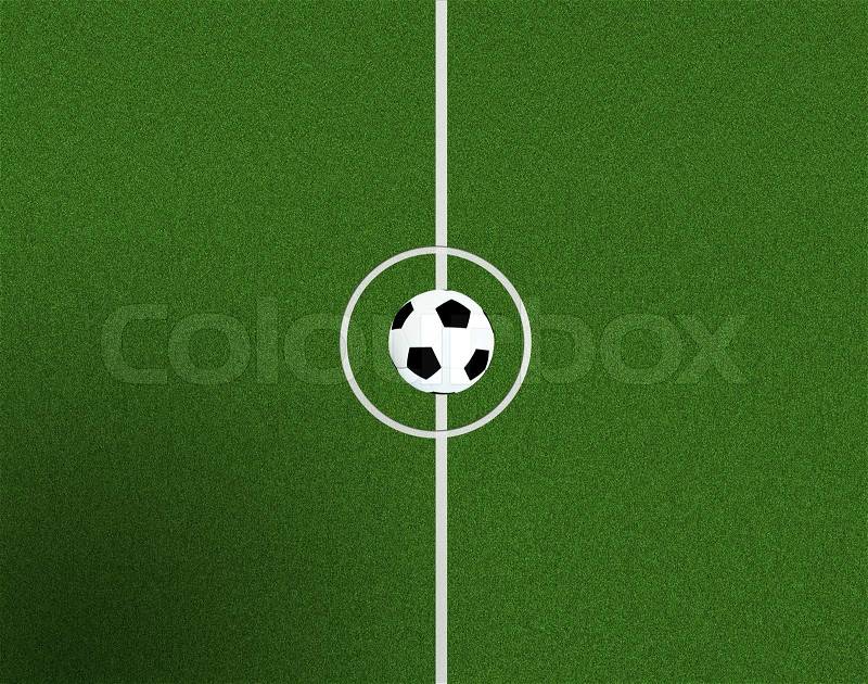 Soccer field center and ball top view background , stock photo