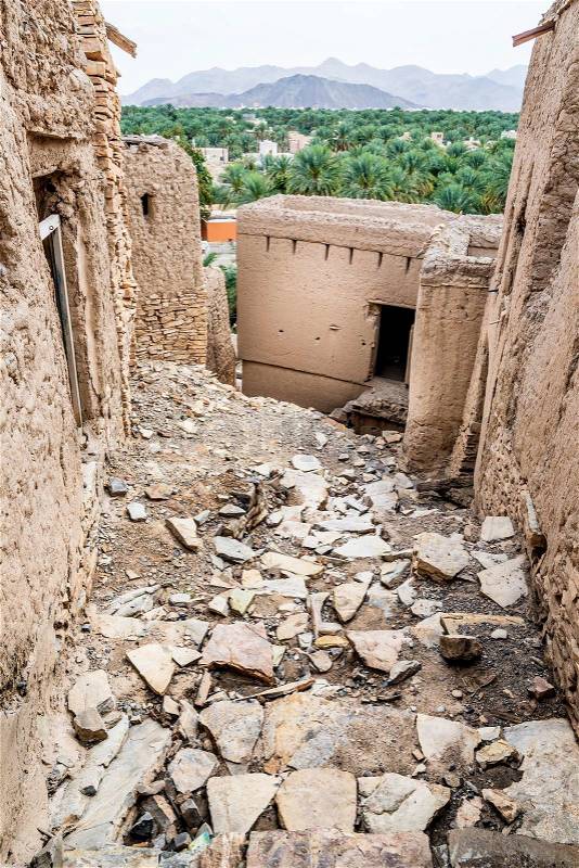 Image of ruins in Birkat al mud in Oman, stock photo