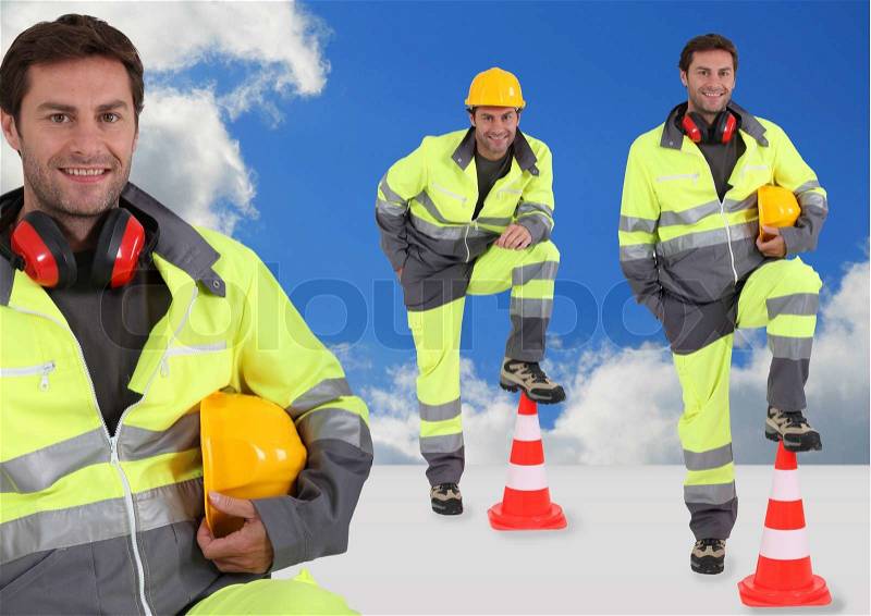 Abstract shot of road worker, stock photo