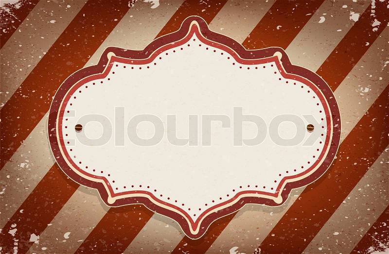 Vintage circus inspired frame on striped background with a space for your text, stock photo