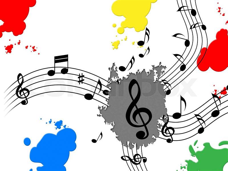 Notes Paint Representing Sound Track And Colour, stock photo
