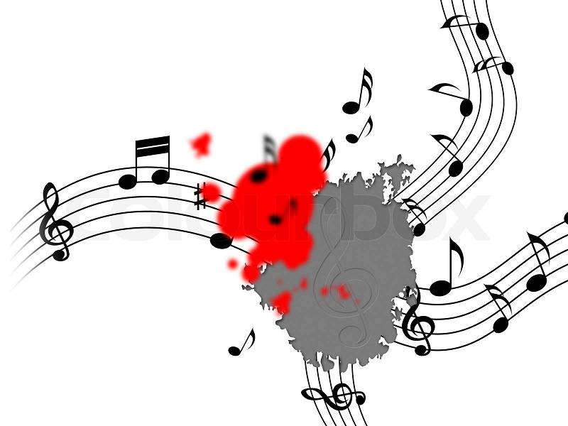 Splash Notes Meaning Bass Clef And Splattered, stock photo