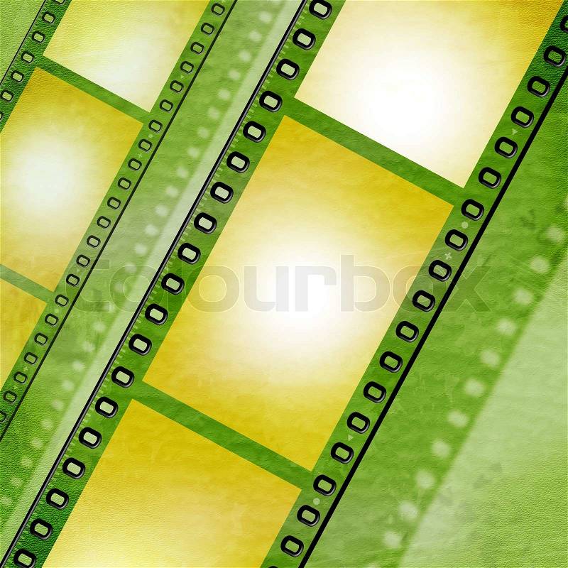 Copyspace Filmstrip Shows Photographic Cinematography And Film-Roll, stock photo