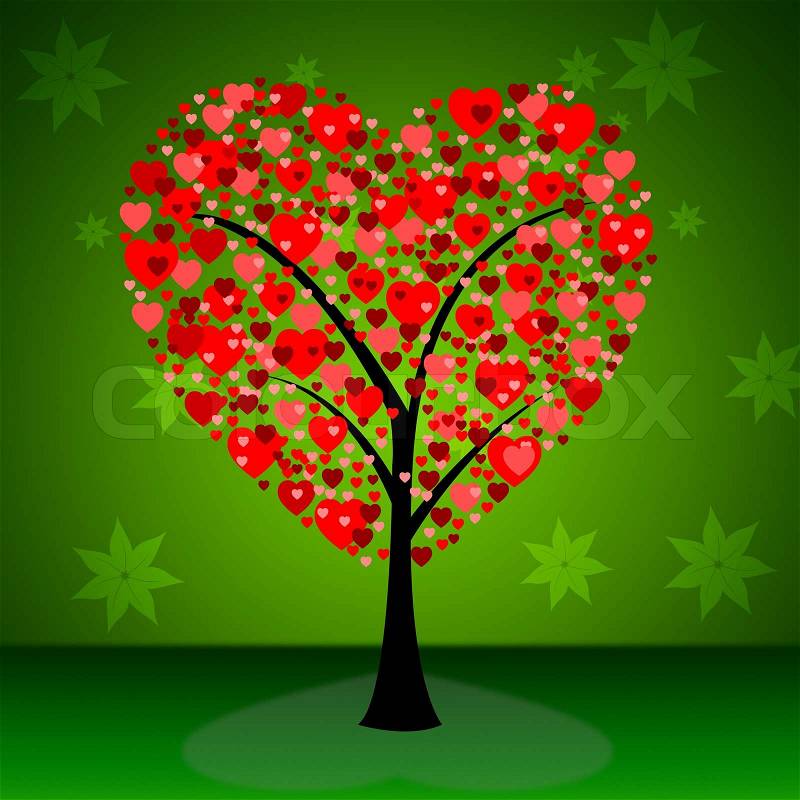 Tree Hearts Showing Treetop Passion And Environment, stock photo