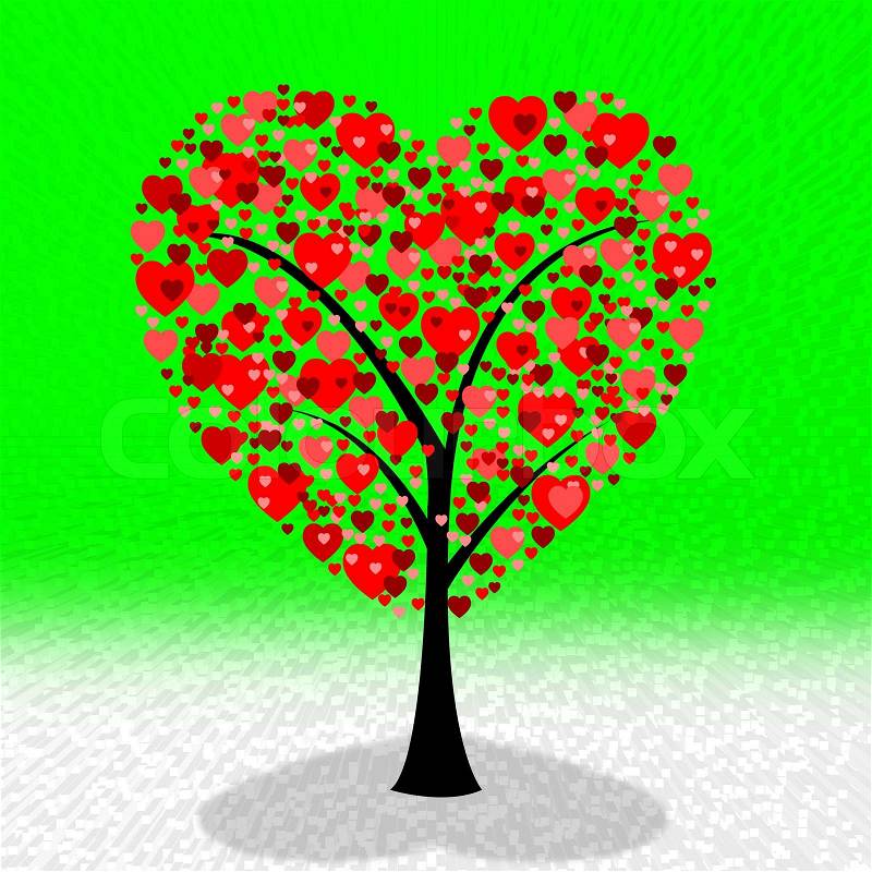 Tree Hearts Representing Valentines Day And Lovers, stock photo