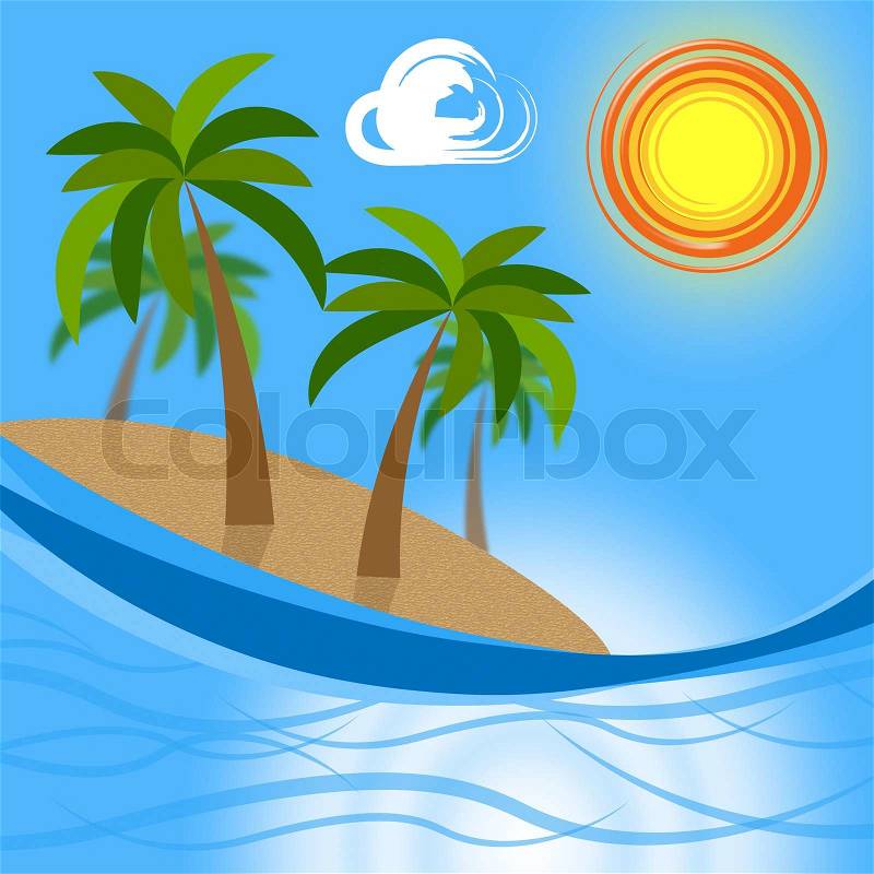 Tropical Island Representing Go On Leave And Coconut Palm, stock photo