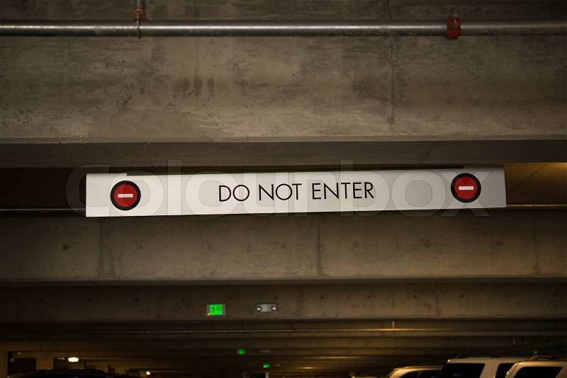 Don Not Enter Underground Parking Sign, stock photo