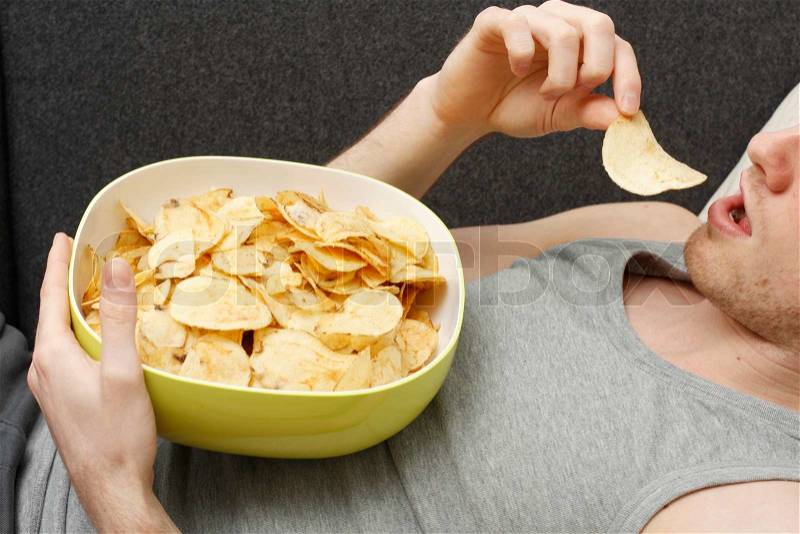 Stock image of \'chips, potato chips, lazy\'