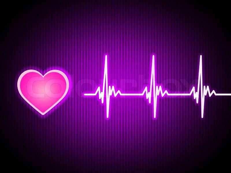 Purple Heart Background Showing Living Cardiac And Health , stock photo