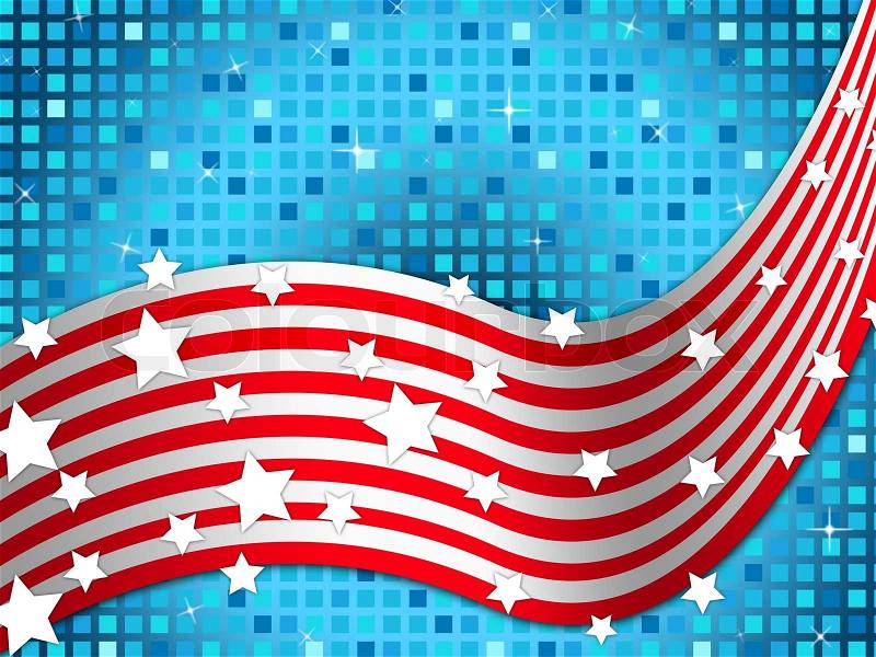 American Flag Background Meaning Nation And Glittering Squares , stock photo
