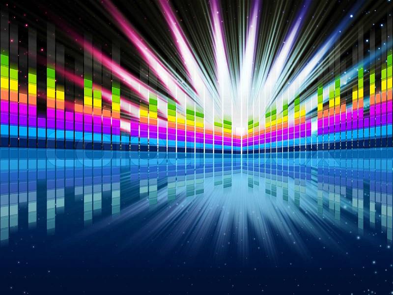 Colorful Soundwaves Background Showing Music Frequencies And Bright Beams , stock photo