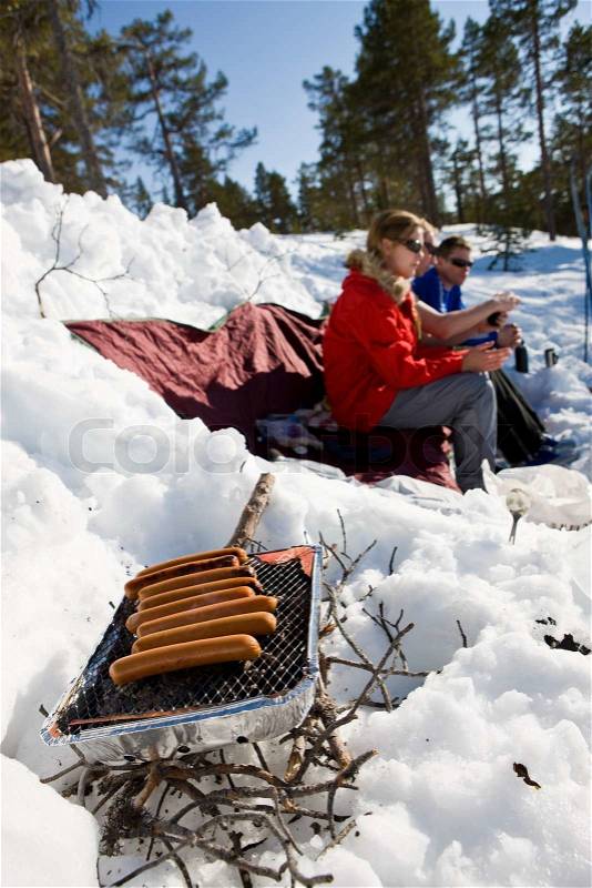 Barbecue in the snow, stock photo