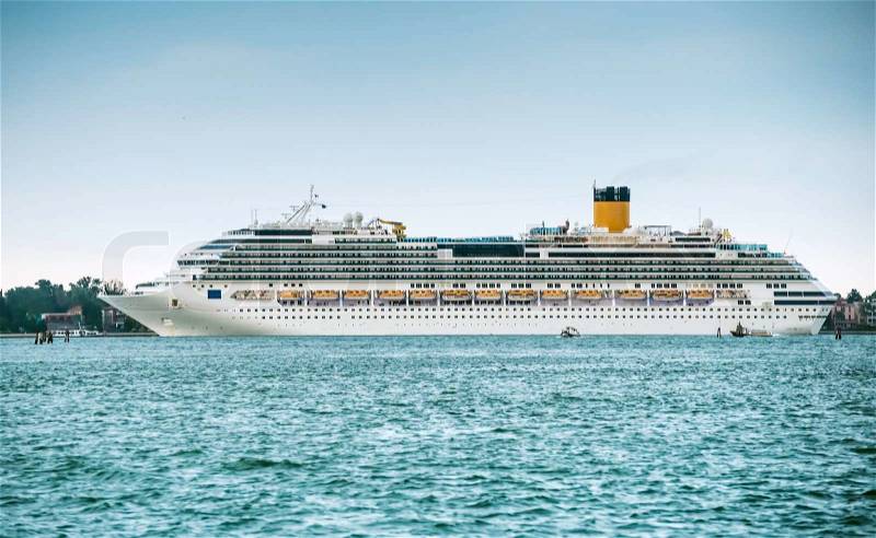 Large passenger cruise ship in Venice, stock photo