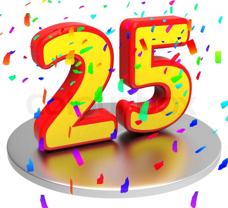 Twenty Five Indicates Happy Anniversary And Anniversaries, stock photo