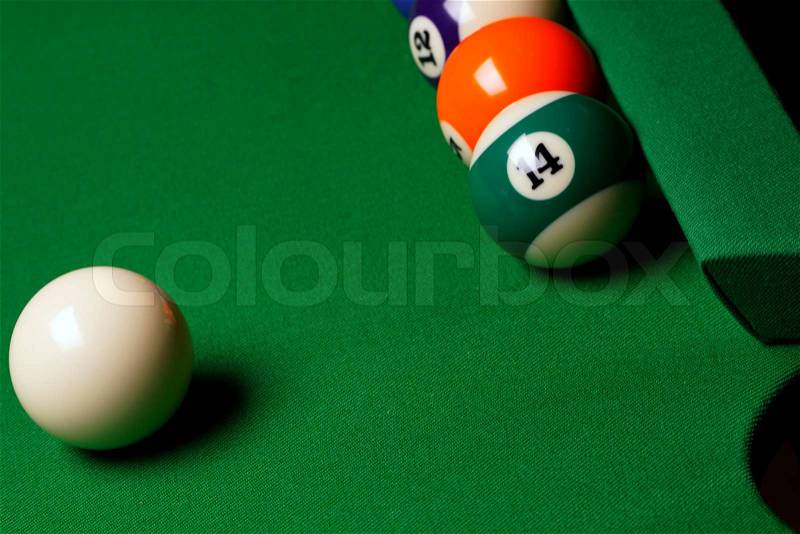 Billiard game on table, stock photo