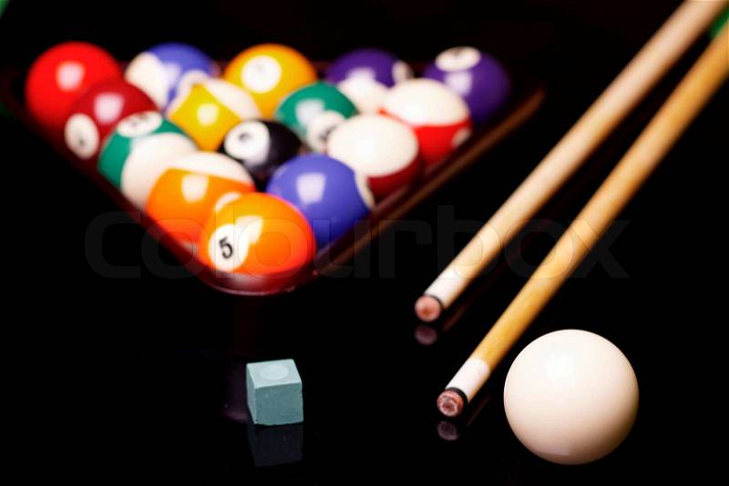 Billiard game on table, stock photo
