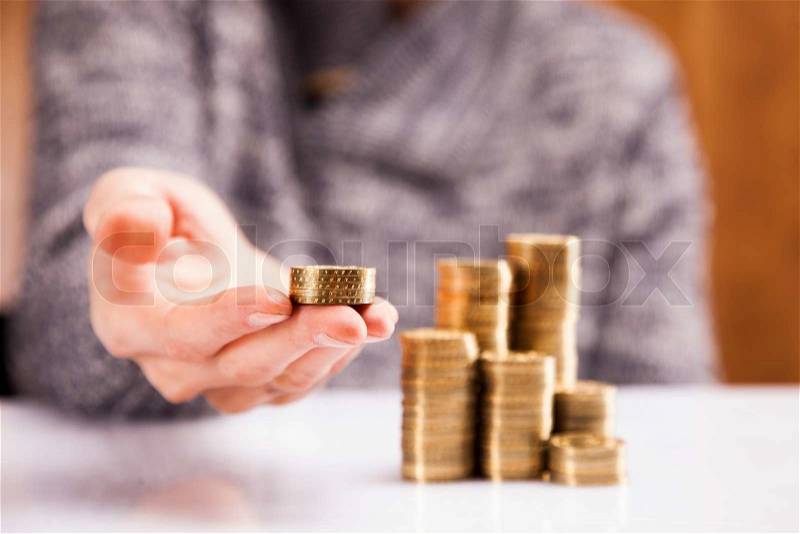 Savings in piggy bank! A lot of money!, stock photo