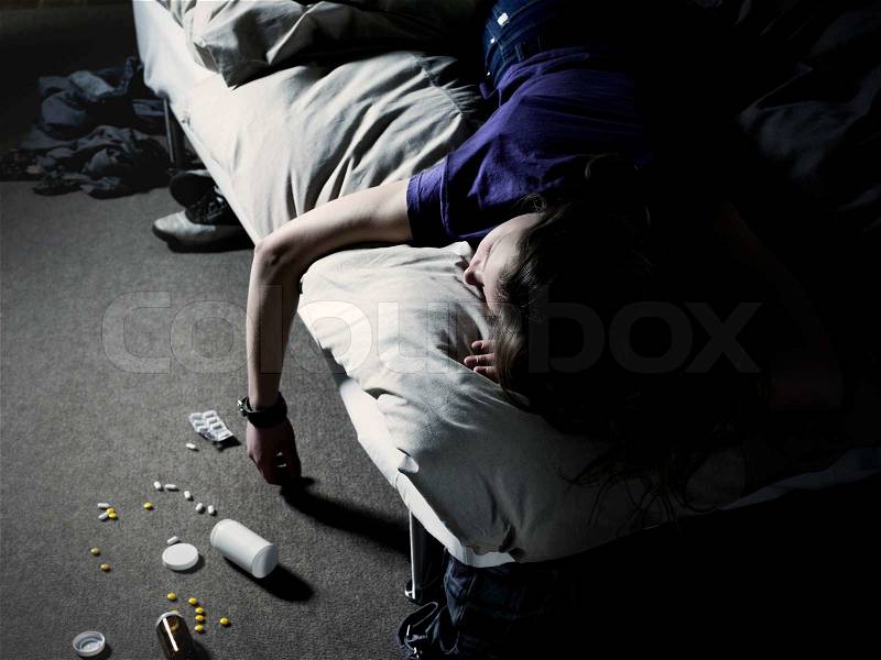 Stock image of \'suicide, bedroom, sleeping\'