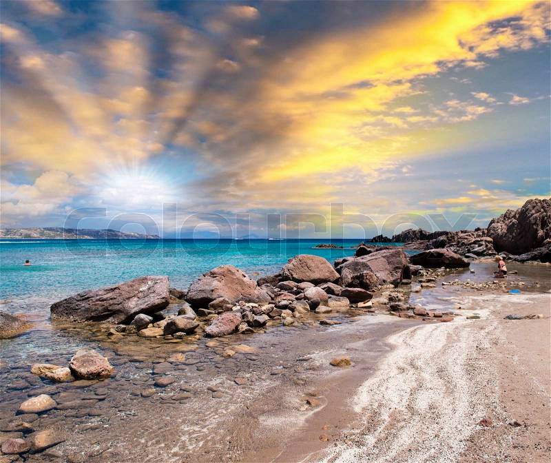 Beautiful seascape with rocks and crystal clear waters, stock photo