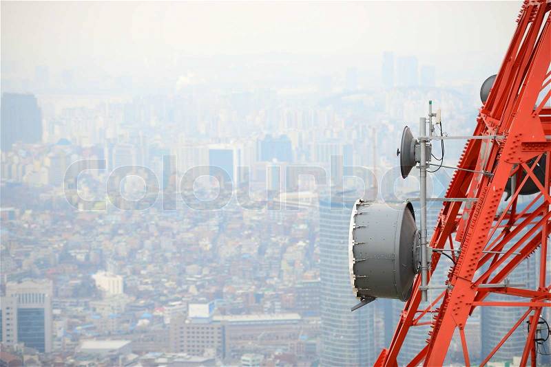 Satellite dish tower, stock photo