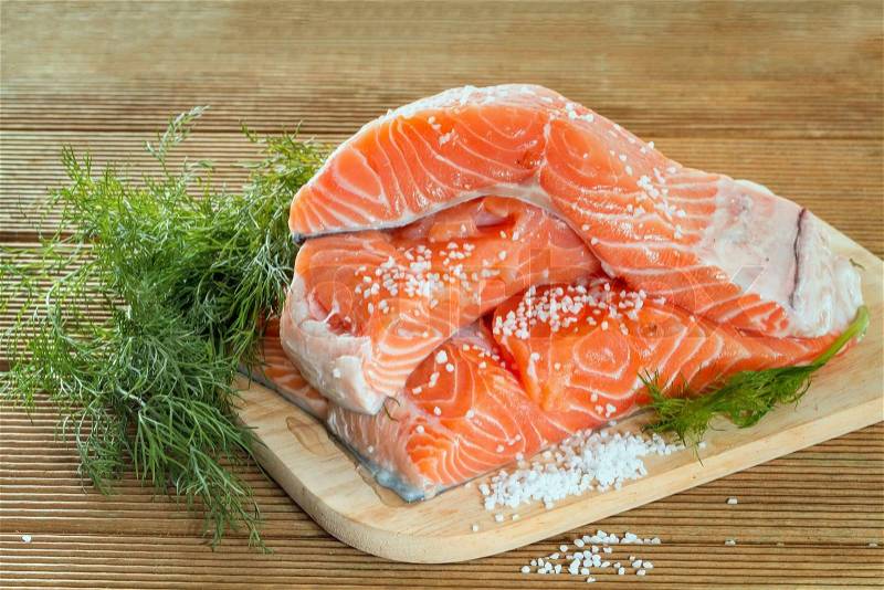 Salmon fillet with dill , stock photo