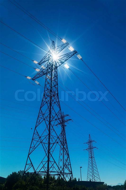 Pylon, symbolic photo for energy production and electricity network, stock photo