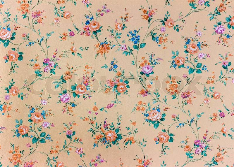 Old retro floral wallpaper, background, backgroun, stock photo