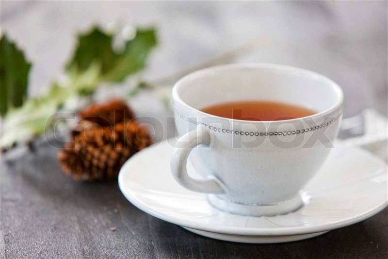 A cup of Christmas tea, stock photo