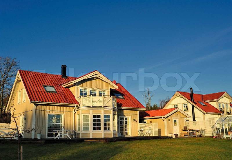 Swedish middle class home in Stockholm region, stock photo