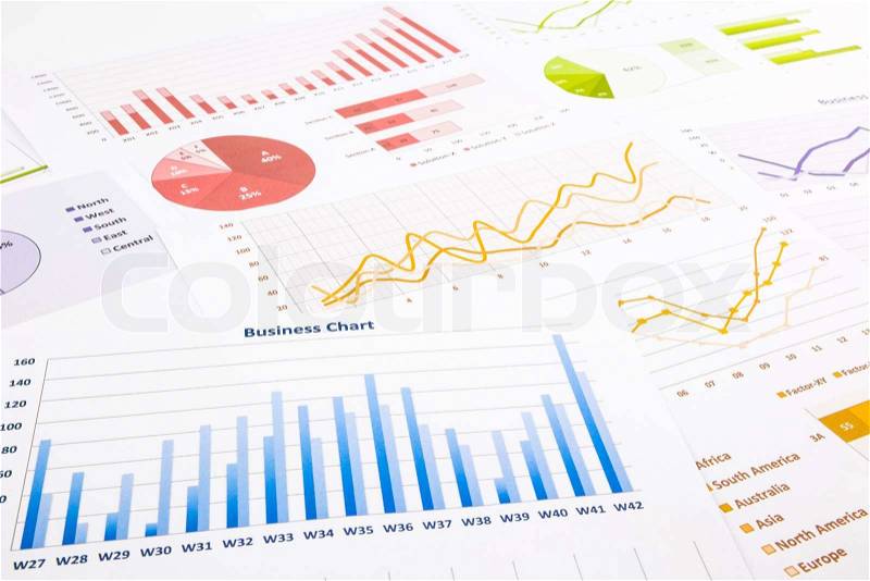 Colorful graphs, charts, marketing research and business annual report background, management project, budget planning, financial and education concepts, stock photo