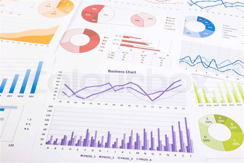 Colorful graphs, data analysis, marketing research and annual report background, concept for success business, management project, budget planning, financial growth and education, stock photo