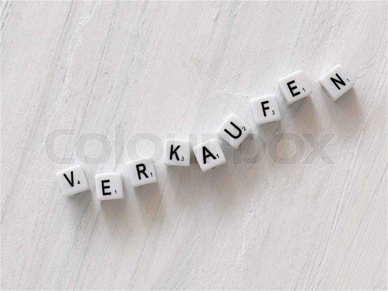 Verkaufen - german word for sell, stock photo