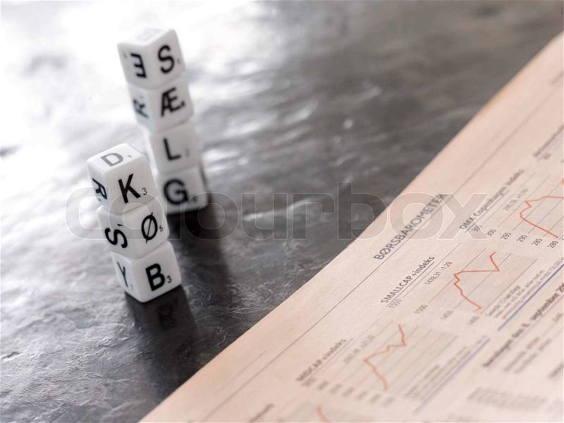 Køb and Sælg or buy and sell in danish, stock photo