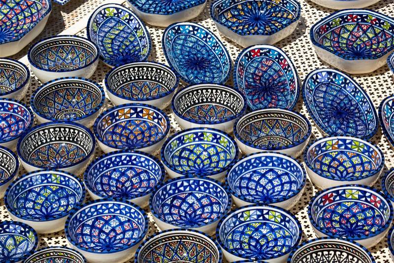 Traditional Tunisian ceramics markets tunisia, stock photo
