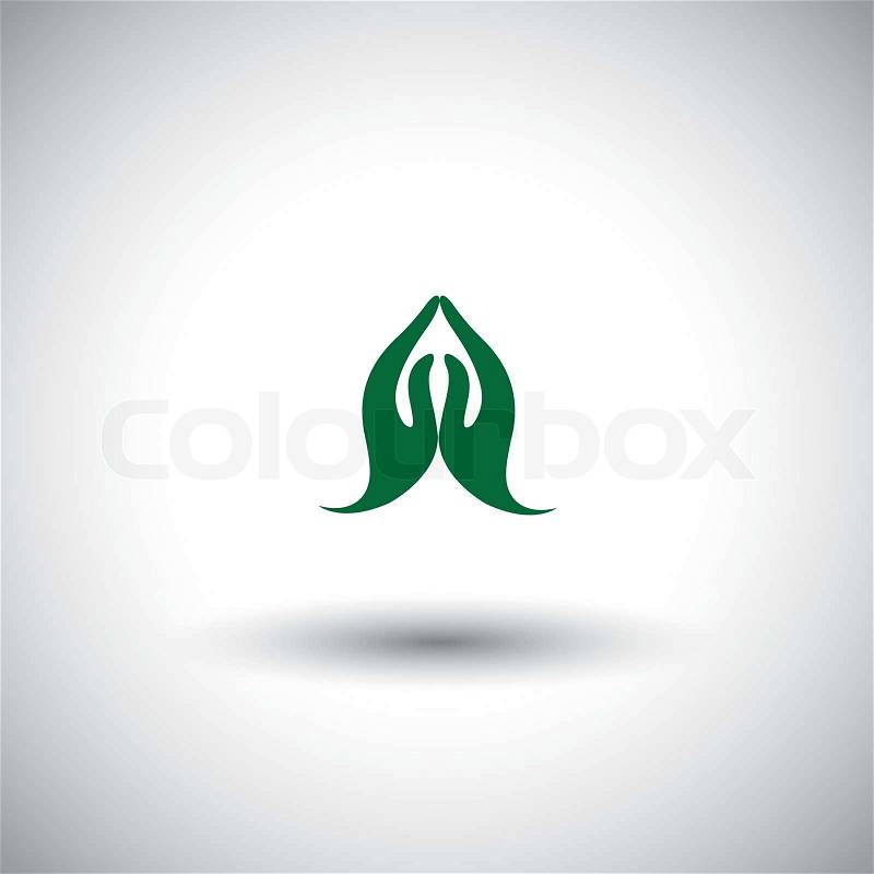 Indian womans hand greeting posture of namaste - vector graphic. This